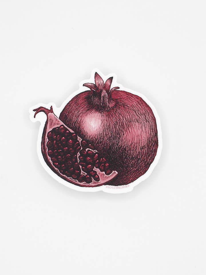 Pomegranate Sticker – 3” for wholesale by Rust Belt Love Paperie