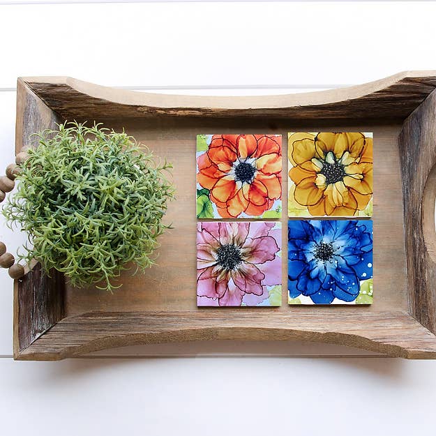 Sandstone Coaster Set of 4, Variety Set for wholesale by Angie Bryant Art