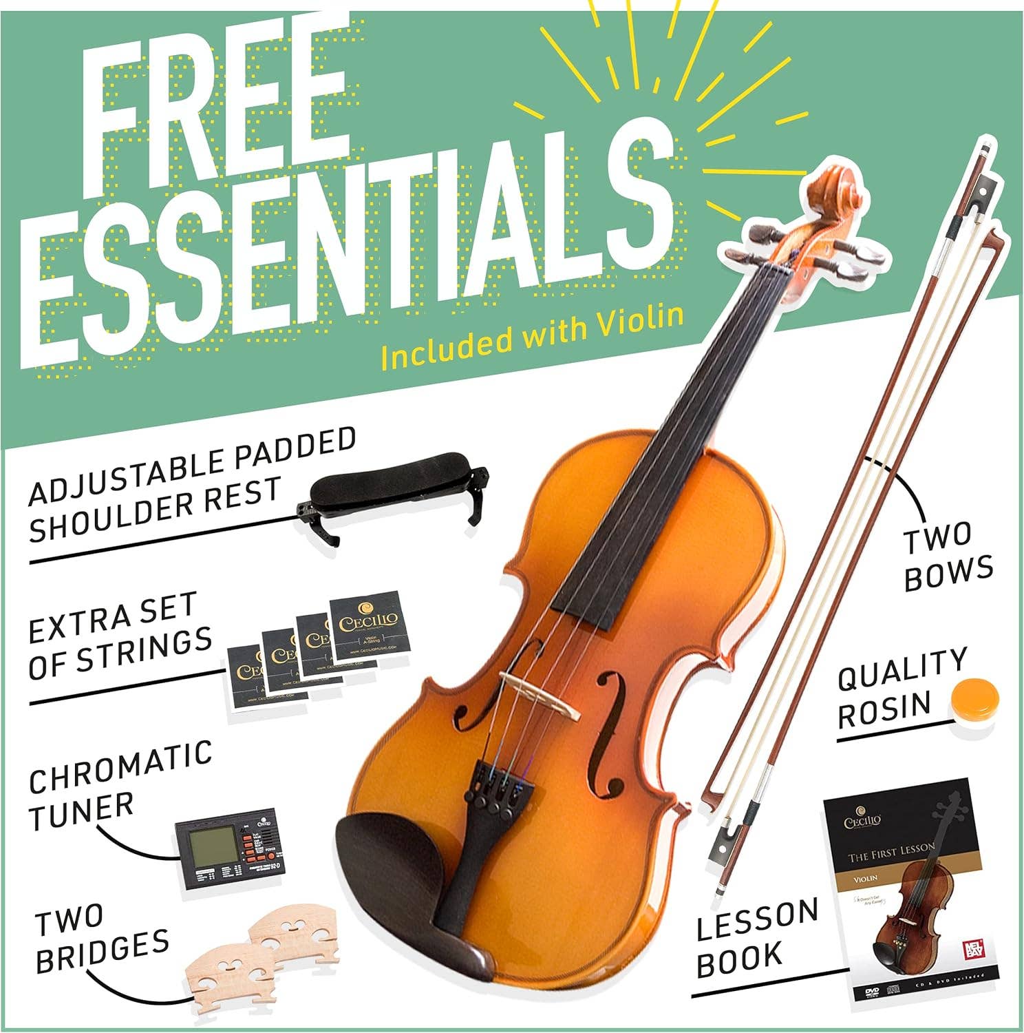 Above Edge - Wholesale Musical Instrument - Violin Instrument – MV400 Size 1/4 Acoustic Violin with Bow,1