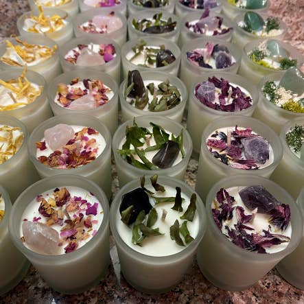 Green Earth Aromatherapy - Wholesale Jar/Filled Candle - Crystal Intention Candles with Natural Soy Wax