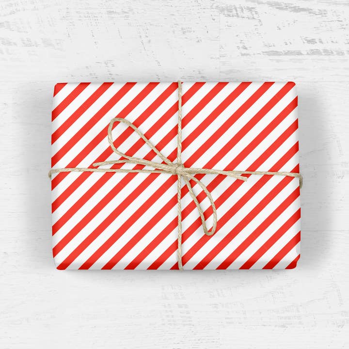 MELLOWWORKS - Wholesale Flat Wrap - CANDY CANE STRIPE Gift Wrap (SHEET)