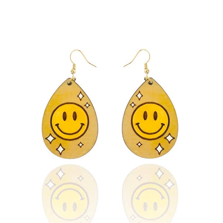 Nothing But Smiles Drop Earrings - Hand Painted Earrings for wholesale by Hudson and Birch