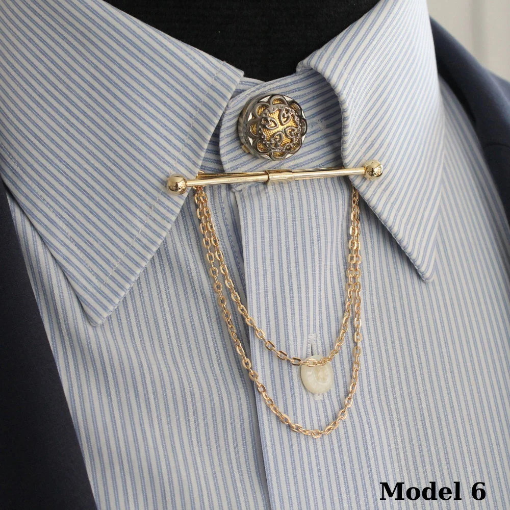 COOLMENCLUB – Engroshandel Reversnål/knap – Guldfarve krave pin sæt, krave bar, skjorte krave klip6