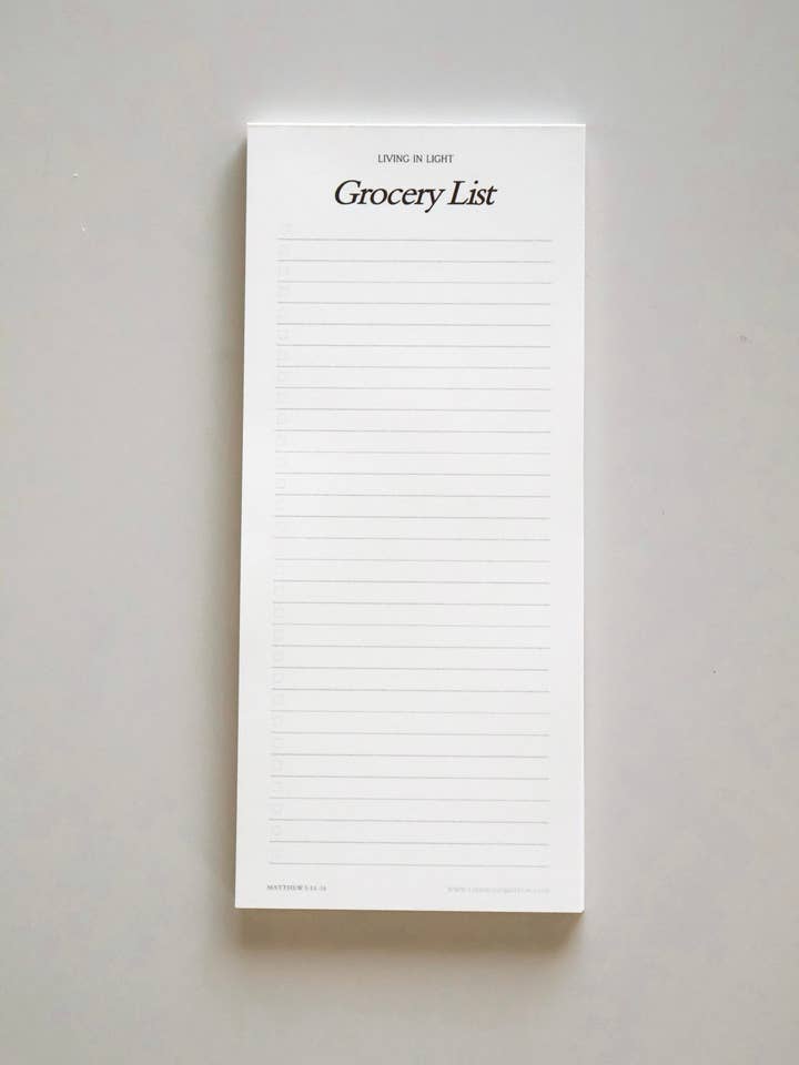 Living in Light Faith-Based Grocery List Notepad for wholesale by Living In Light