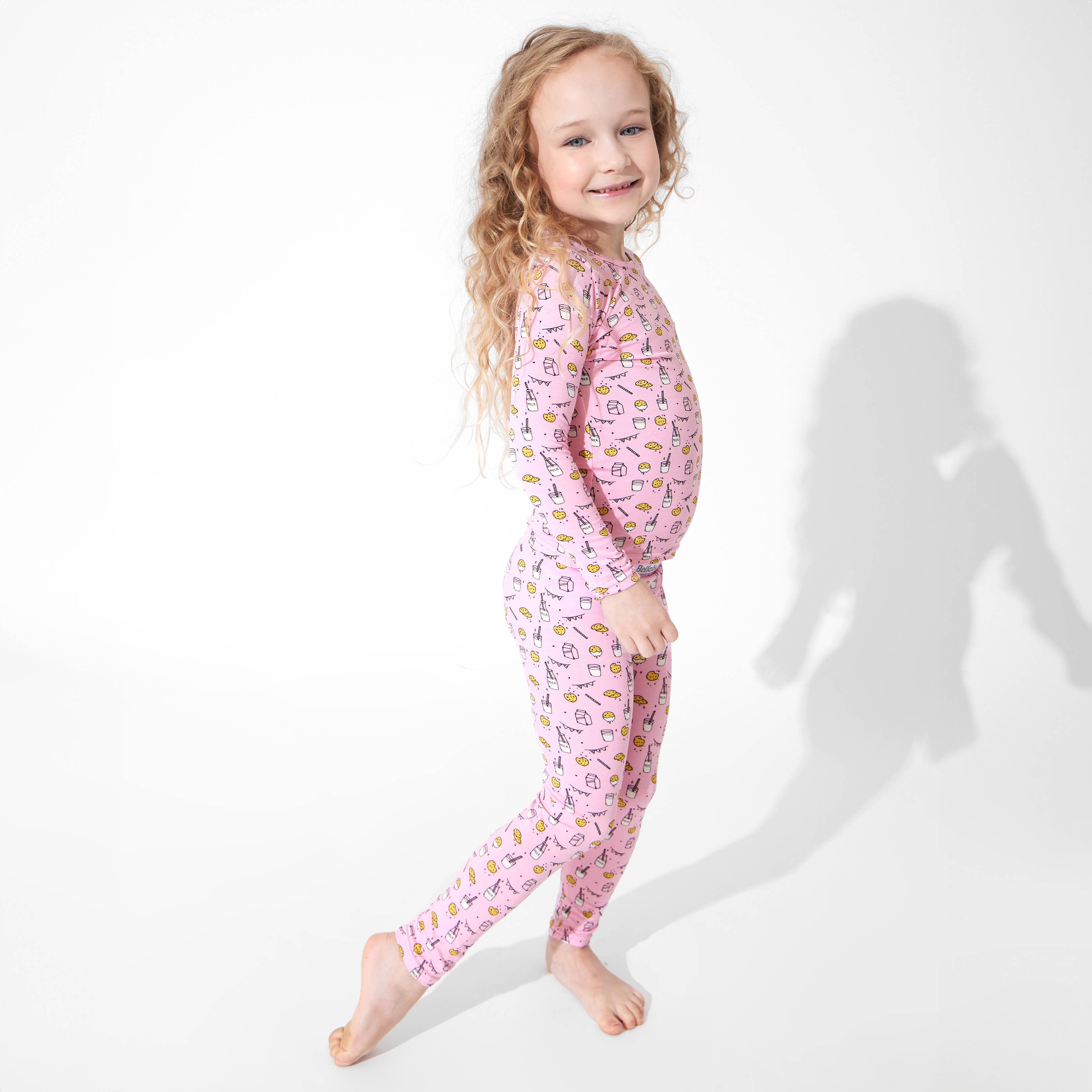 Bellabu Bear - Wholesale Sleepwear Set - Kids - Milk and Cookies Pink Bamboo Kids Pajamas3