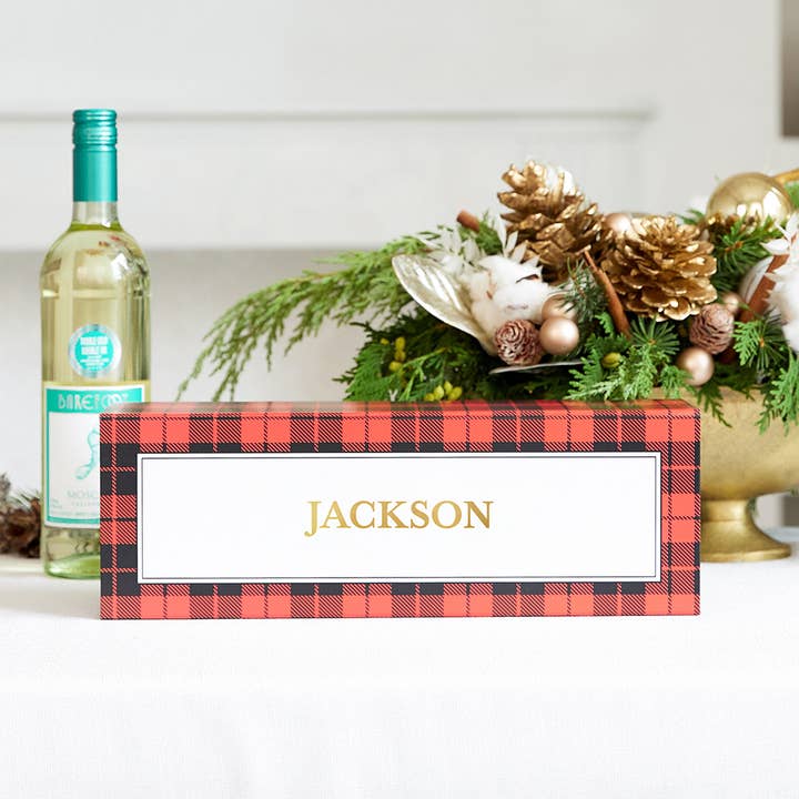 Weddingstar Inc. - Wholesale Gift Box - Buffalo Plaid Wine Gift Box With Magnetic Lid - To:3