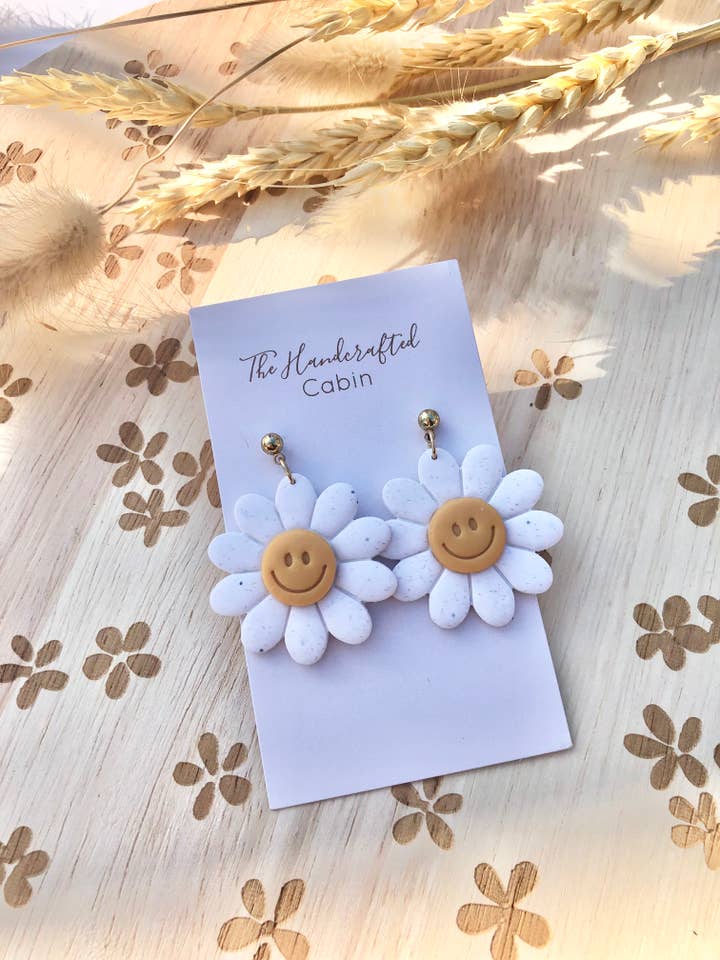 Daisy Smiley Face Earrings for wholesale by The Handcrafted Cabin