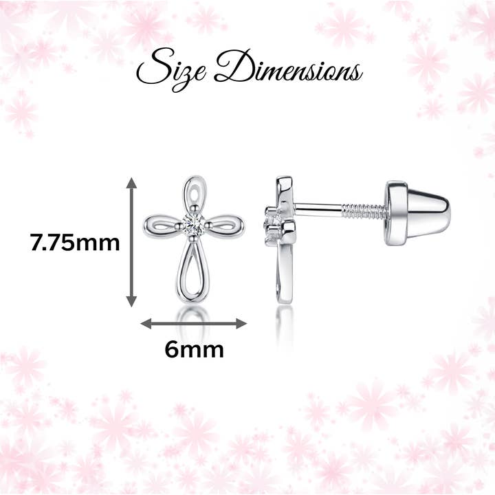 Cherished Moments - Wholesale Earrings – Kids - Sterling Silver Screw-Back Infinity Cross Baptism Earrings4