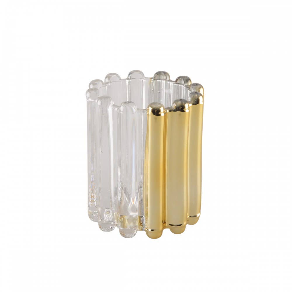 AULICA – wholesale Candle holder – Half-gold striped candlestick