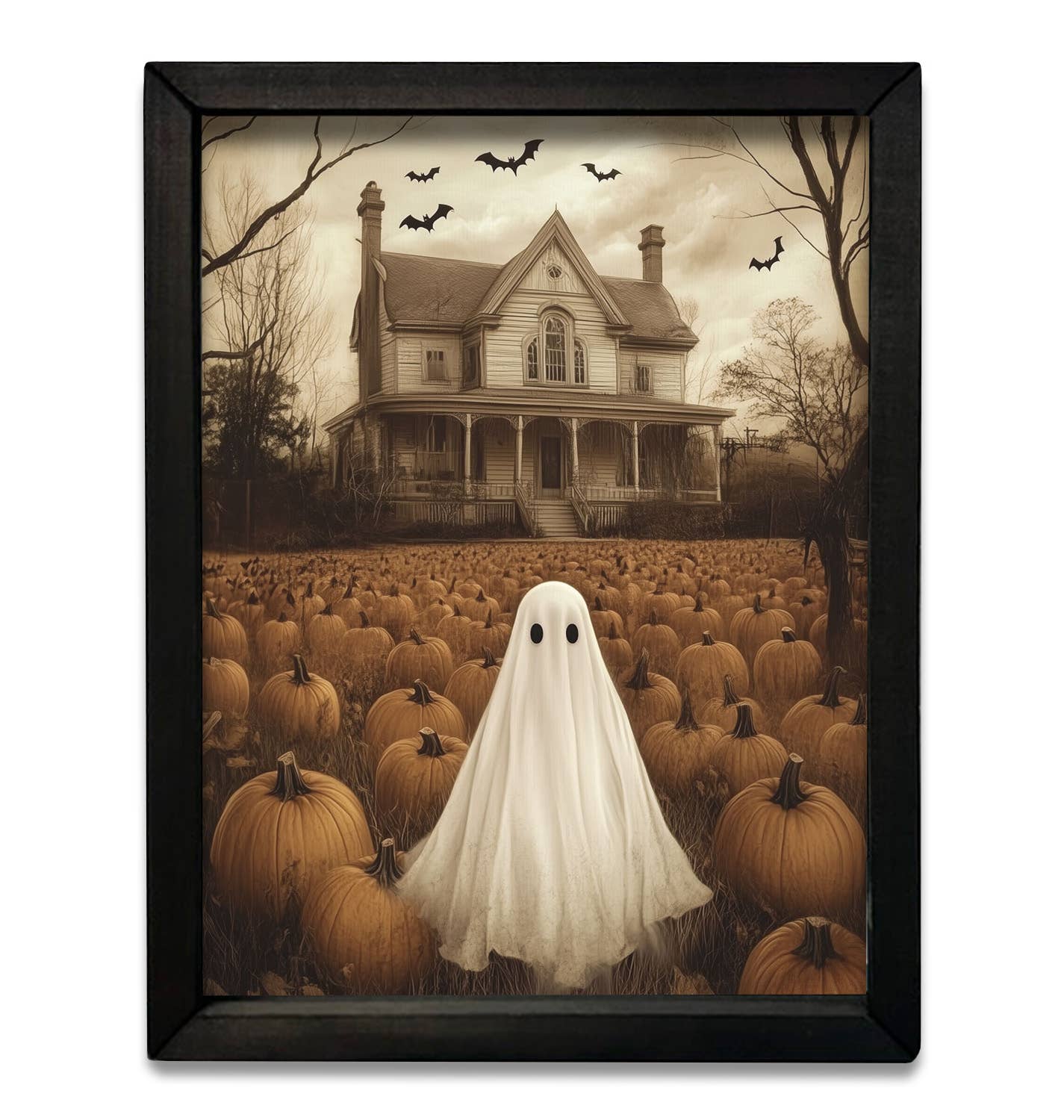 JanMichaels Art & Home - Wholesale Muurdecoratie met tekst - HMK102 Halloween Spook Pompoenen Box Frame1