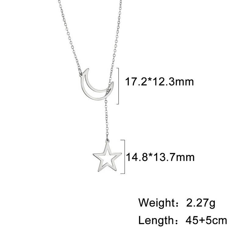 Perimade & Co. LLC - Wholesale Y-Neck/Lariat Necklace - Moon Star Charm Lariat Y Necklace in 925 Sterling Silver7