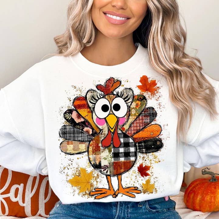 NVC Ecommerce LLC - Wholesale T-Shirt (Graphic) - Women's - Thanksgiving Gobble Coquette Shirt, Preppy Turkey Sweatshirt4