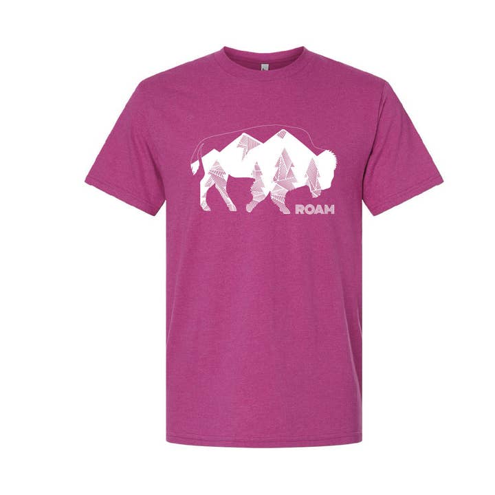 ROAM Geo Bison Tee - Super Pink for wholesale by Roam Around Wear