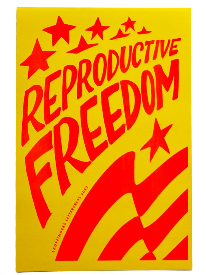 Poster di protesta per la libertà riproduttiva per la vendita all'ingrosso da parte di Ladyfingers Letterpress