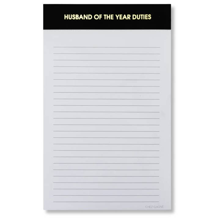 Husband of the Year Duties - Lined Notepad - Black - 65 perforated pages - 5x8 and other Purchase Wholesale work anniversary cards. Free Returns & Net 60 Terms on Faire trending on Faire.