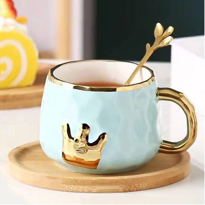 La Bella Monte - Venta al por mayor Taza - Juego de Taza y Platillo de Cerámica con Corona para Té Decoración del Hogar