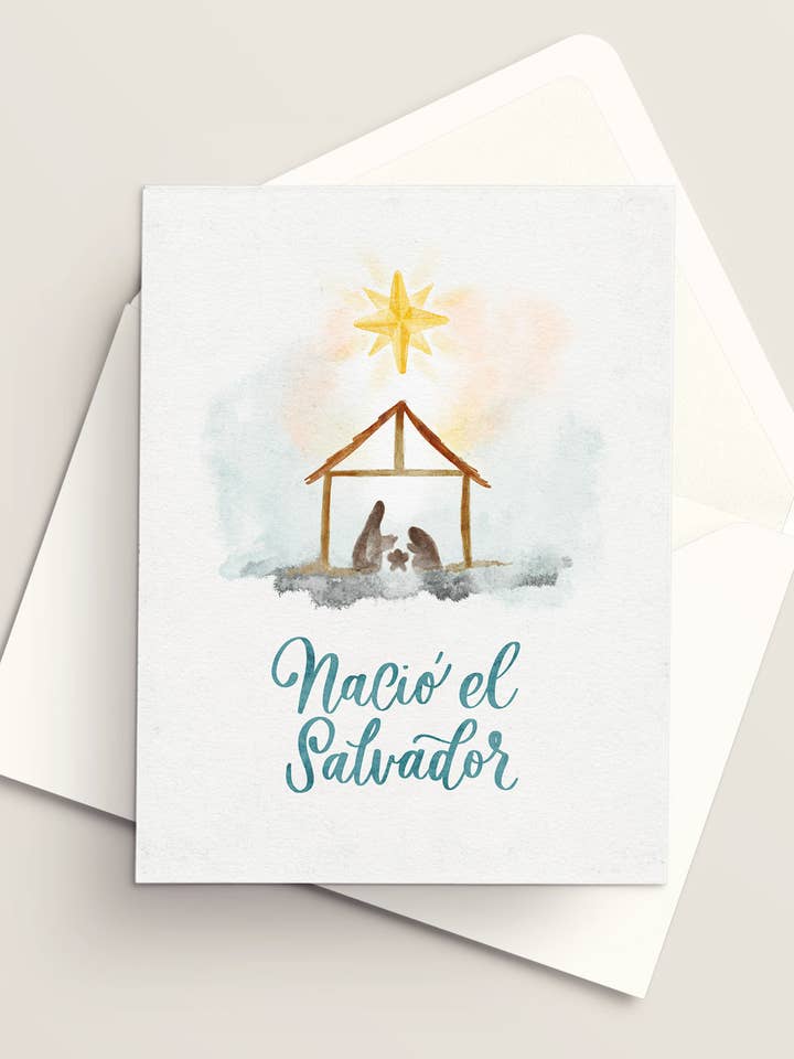 Jezus in de kribbe | Christelijke kaart | Handgemaakte kaart | Feestdagenkaart | Kerstkaarten | Kerstmis 2025 | Gebaseerd op geloof voor wholesale door Vivi Furlong