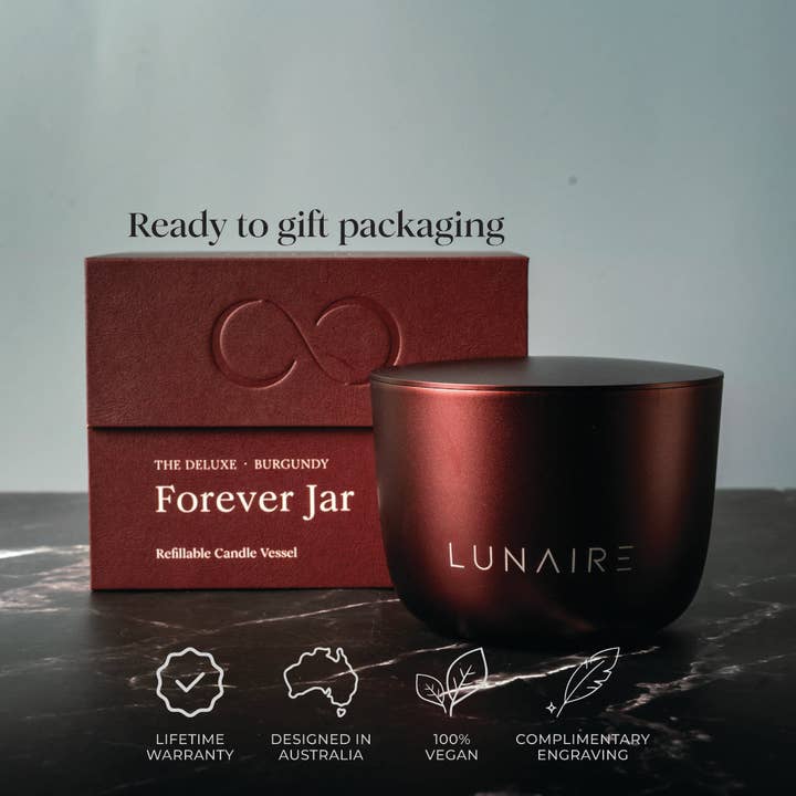 Lunaire - Wholesale Jar/Filled Candle - Forever Jar Burgundy | Aluminium Forever Candle2