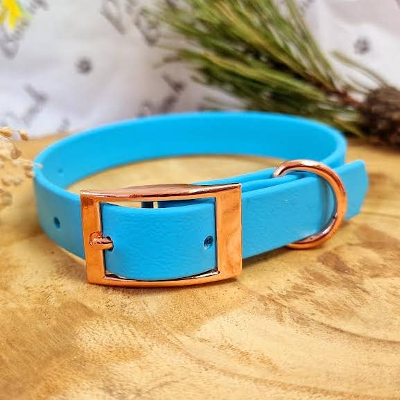 Pet Pooch Boutique - Vente Collier – chien - Collier pour chien en biothane bleu bébé - Accessoires en métal - Fait main5