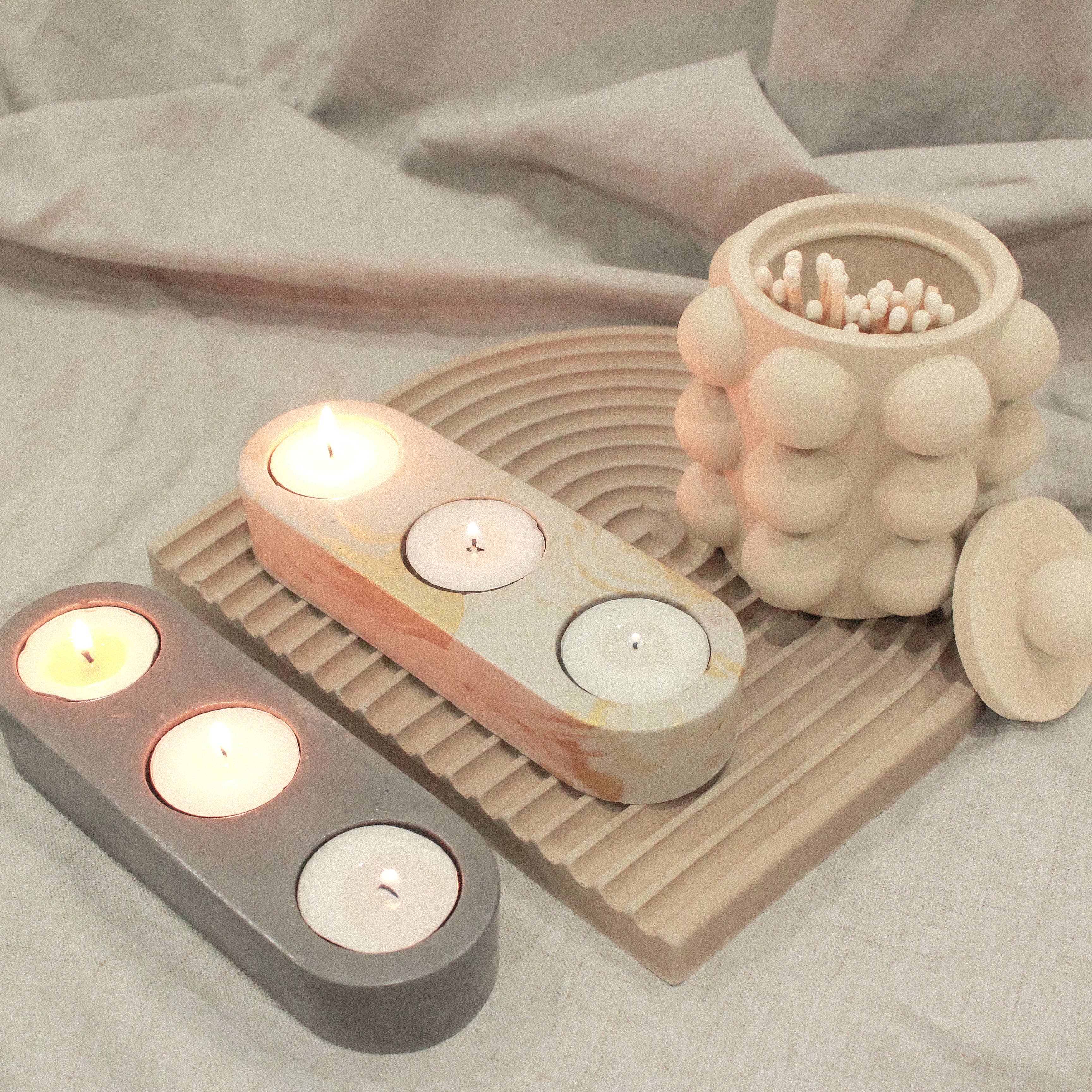 Moderniche - Vente Bougeoirs - Pot à bougie en béton vide de 8 oz avec couvercle en option - Style à bulles7