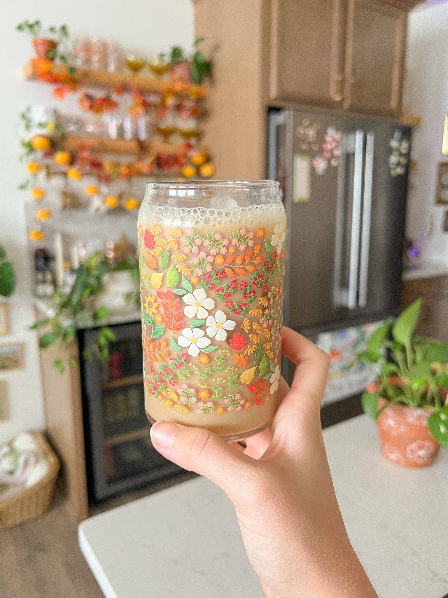 Hart and Flora Shop - Wholesale Drinking Glass/Cup - 16oz Fall Floral Glass3