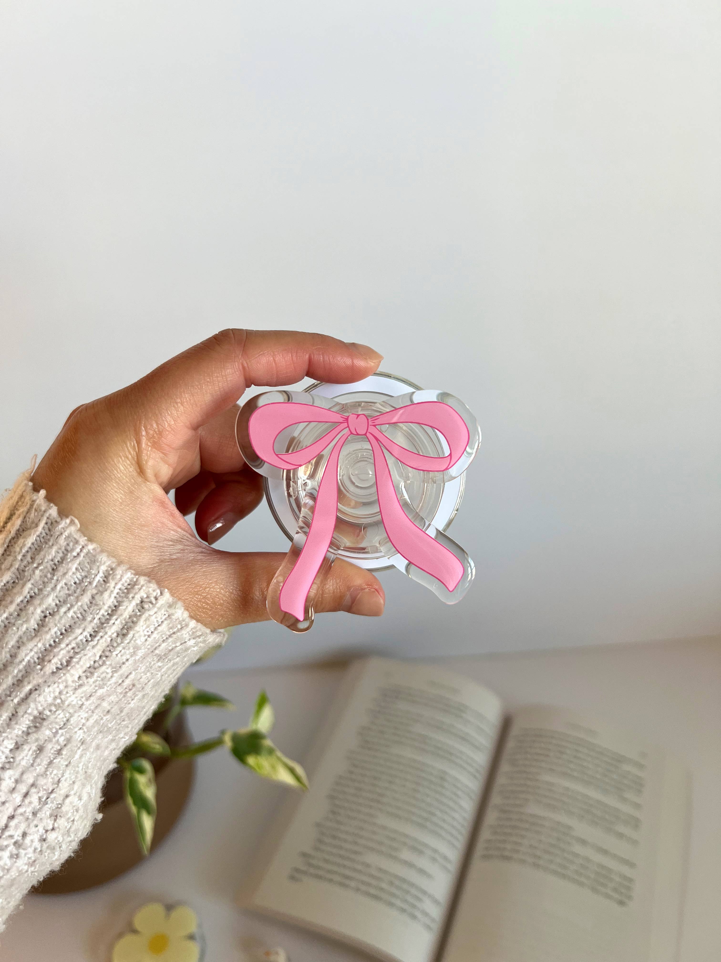Birdie & Co. - Wholesale Phone Grip - Pink Bow Kindle Grip1