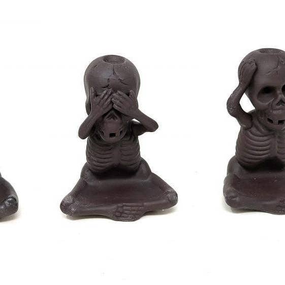 Skeleton Backflow Cone Burner (Do Not See, Hear, Smell) Set for wholesale by GREENROOTS USA LLC