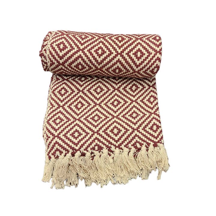 Asia West - Wholesale Throw Blanket - Teal, Blue, Plum, Tan or Black 100% Cotton Throw Blanket