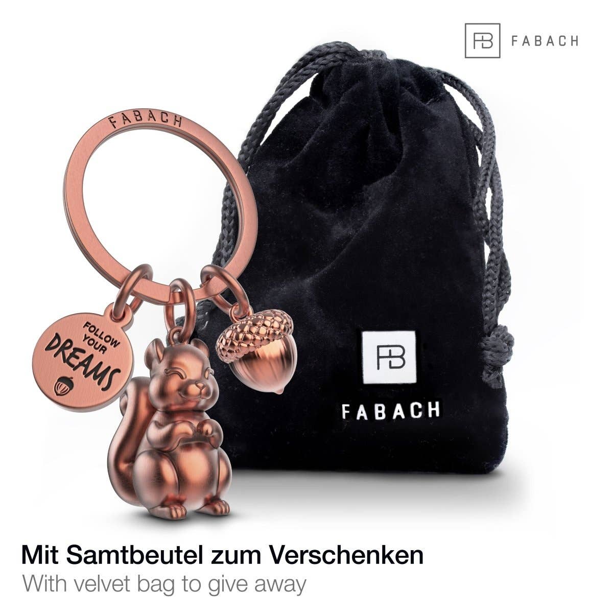 FABACH – Die Schlüsselanhänger-Schmiede - Wholesale Keychain - Unisex - “Follow your Dreams” squirrel keychain “Skippy” with engraving - sweet lucky charm encouragement5