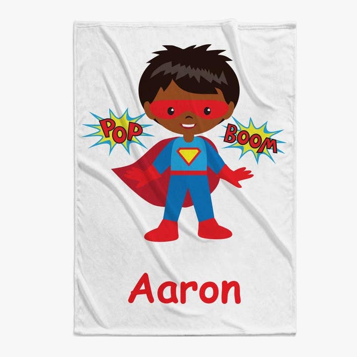 Personalized Superhero Name Blanket for wholesale by Monogramonline Inc.