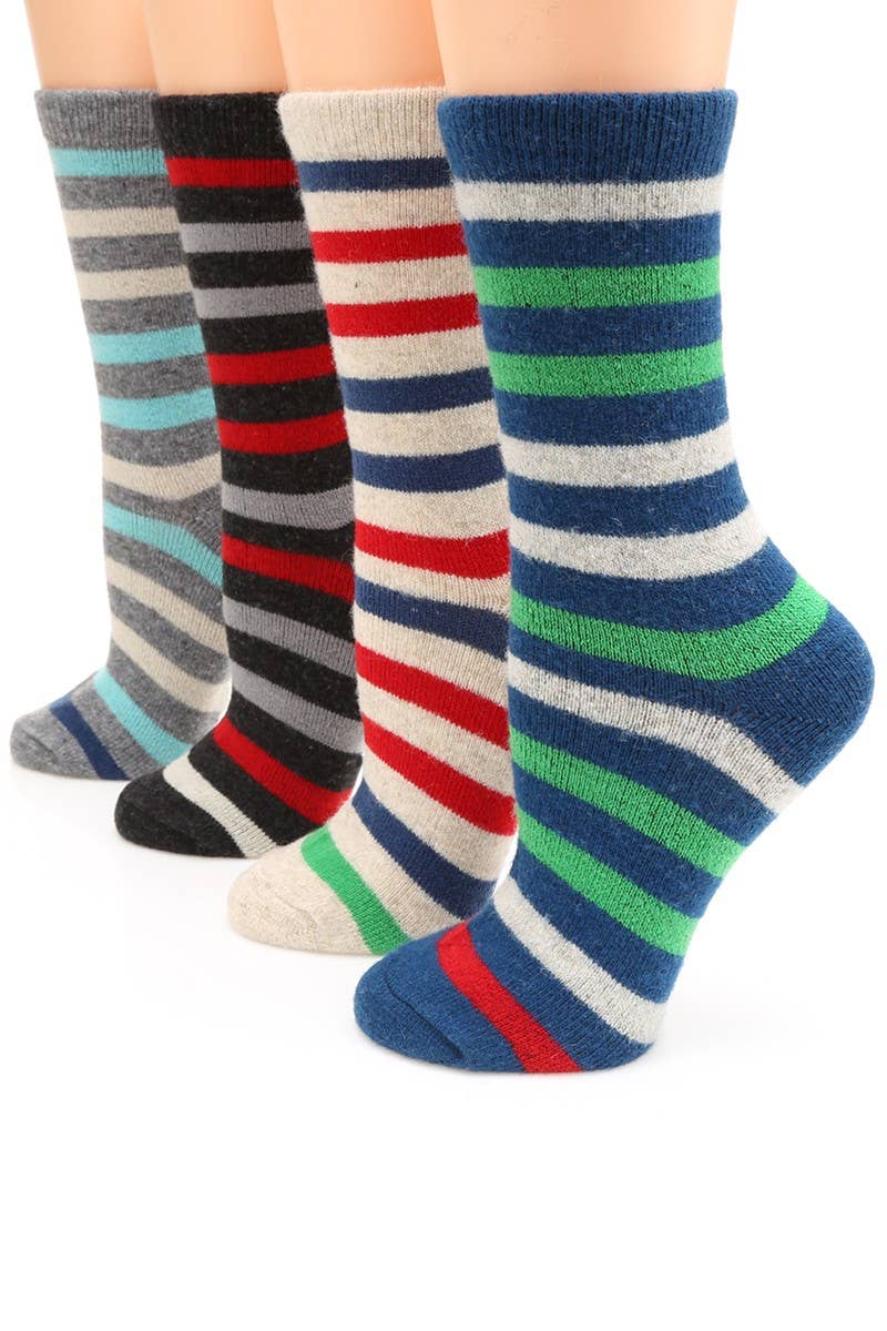 009-RAYAS Calcetines de mujer en mezcla de lana a rayas de venta al por mayor en Faire5