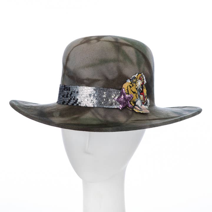 Giovannio - Wholesale Fedora - Women's - Slick Camouflage Fedora with Sequins Snake Skin Band1
