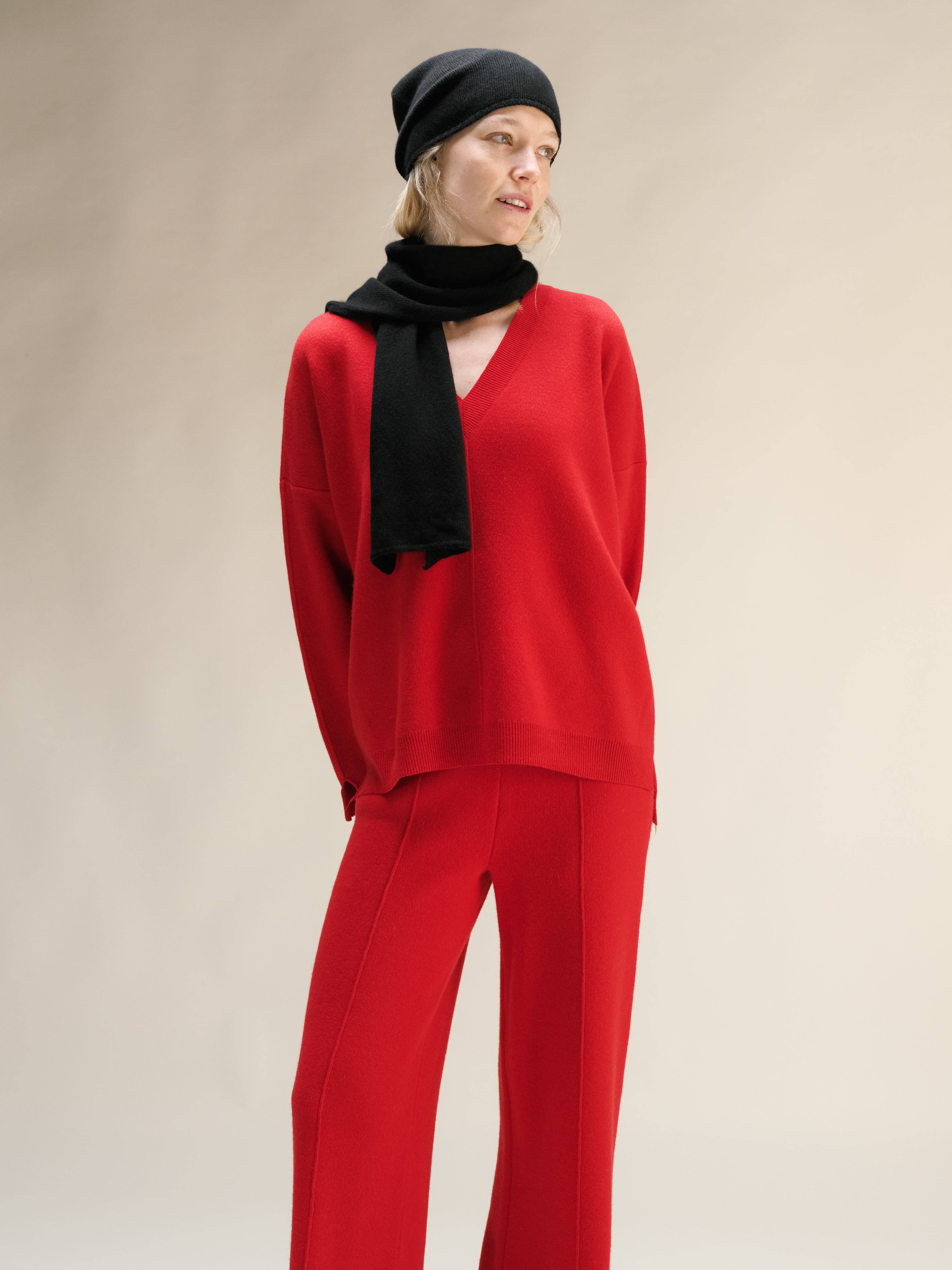 Lèmme - Venta al por mayor Jersey de punto - Mujer - Maxi de Cuello en V Sólido con Mezcla de Cachemira y Aberturas Laterales7