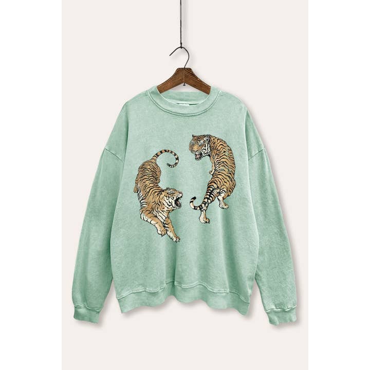 PINK NABI - Wholesale Graphic Sweatshirt - Women's - ROARING TIGERS MINERAL WASH GRAPHIC SWEATSHIRT1