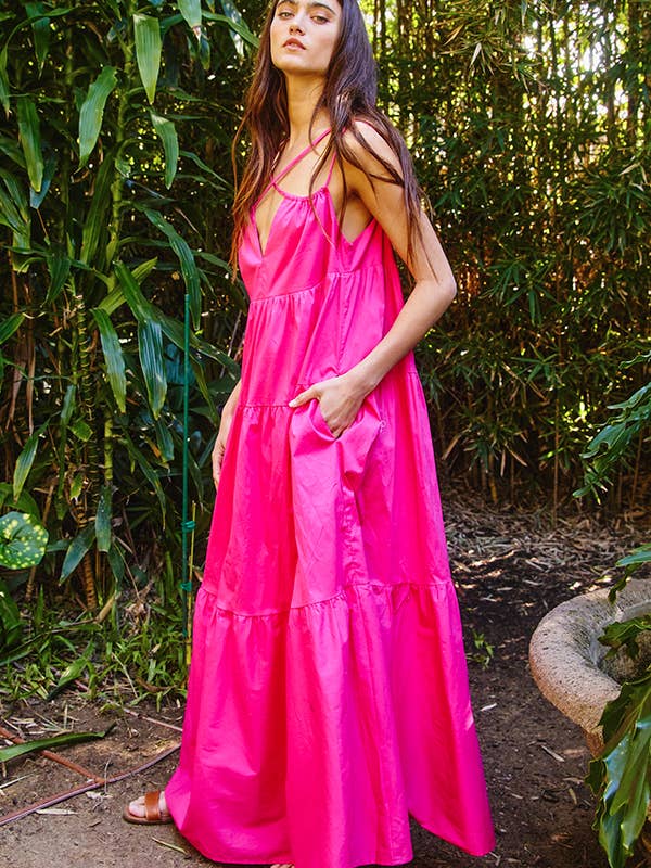 BUCKETLIST INC - Wholesale Dress - Women's - D4070 -Strappy Tiered Poplin Maxi Dress27