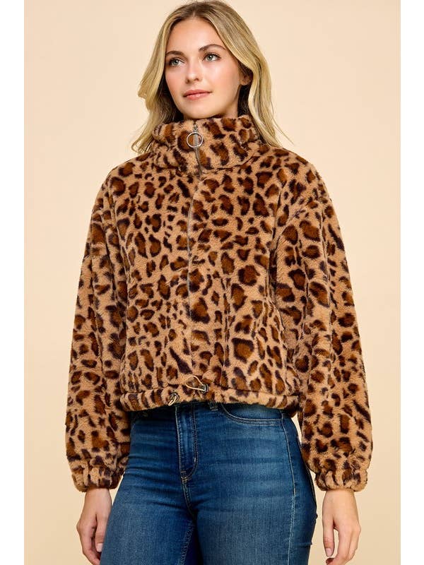 JACKET01 LEOPARD PRINT FAUX FUR JACKET for wholesale on Faire4
