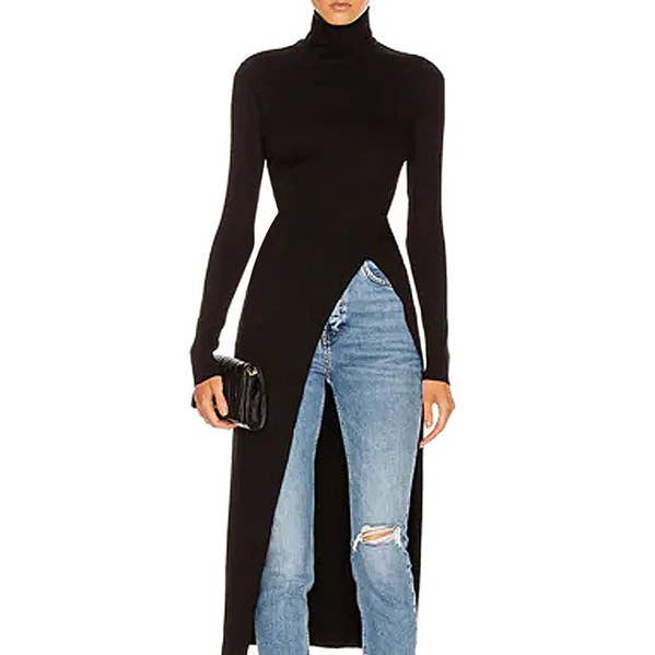 Solid Color High-Neck Skinny Fit T-Shirt with Split Sides and other Purchase Wholesale high vis t shirts. Free Returns & Net 60 Terms on Faire trending on Faire.