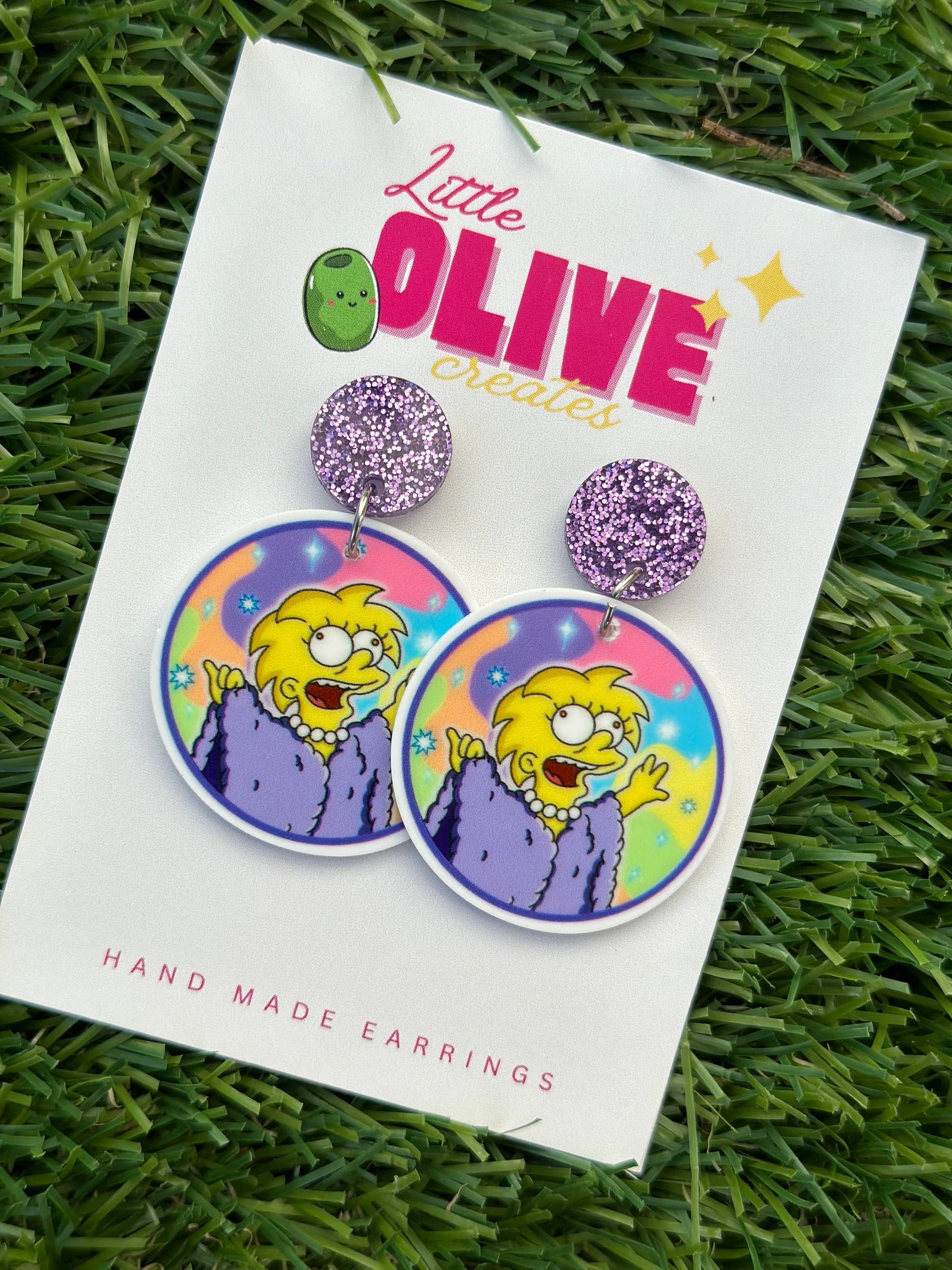 Little Olive Creates - Wholesale Dangle Earrings - Lisa Simpson Lizard Queen Dangle Earrings: Quirky Charm1