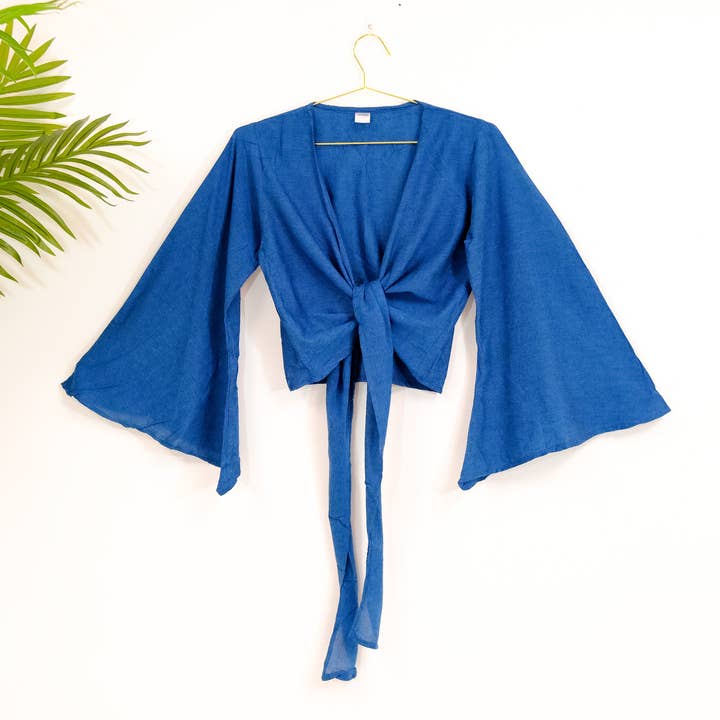Karma Nepal Crafts - Wholesale Blouse - Women's - Bamboo Cotton Solid Wrap Top