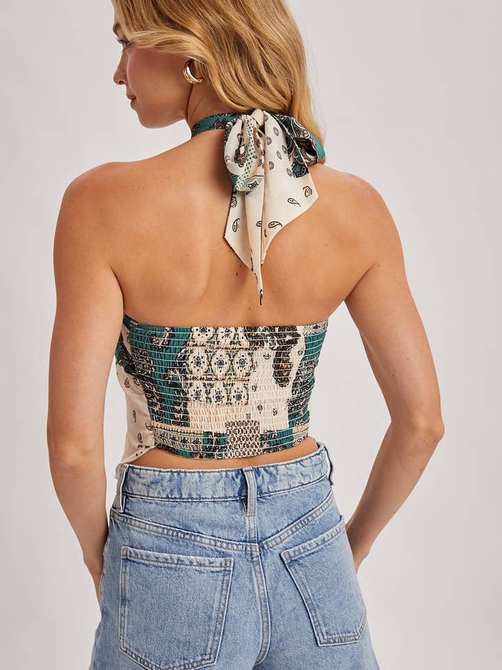 Bluivy - Wholesale Blouse - Women's - PAISLEY CROSSOVER HALTER NECK BANDEAU TOP14