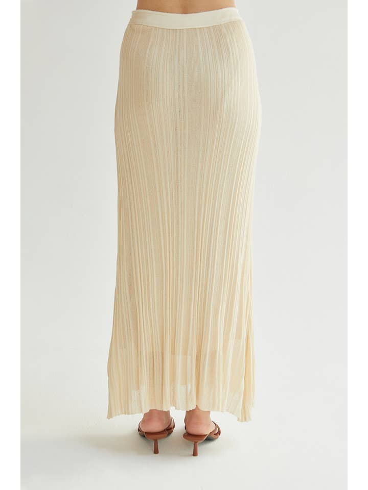 Cream CS9040 - Shirley Pleated lightweight Sweater Skirt for wholesale on Faire
