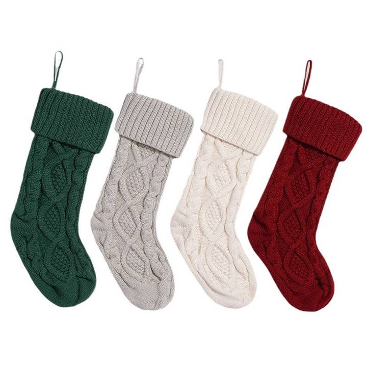 UZ Wholesale Store – wholesale Holiday Stocking – Large Solid Color Knit Diamond Christmas Stocking Ornament3