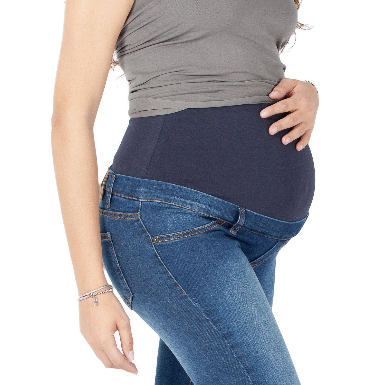 Milano, Basic maternity jeans - slim fit - Medium Blue for wholesale on Faire17