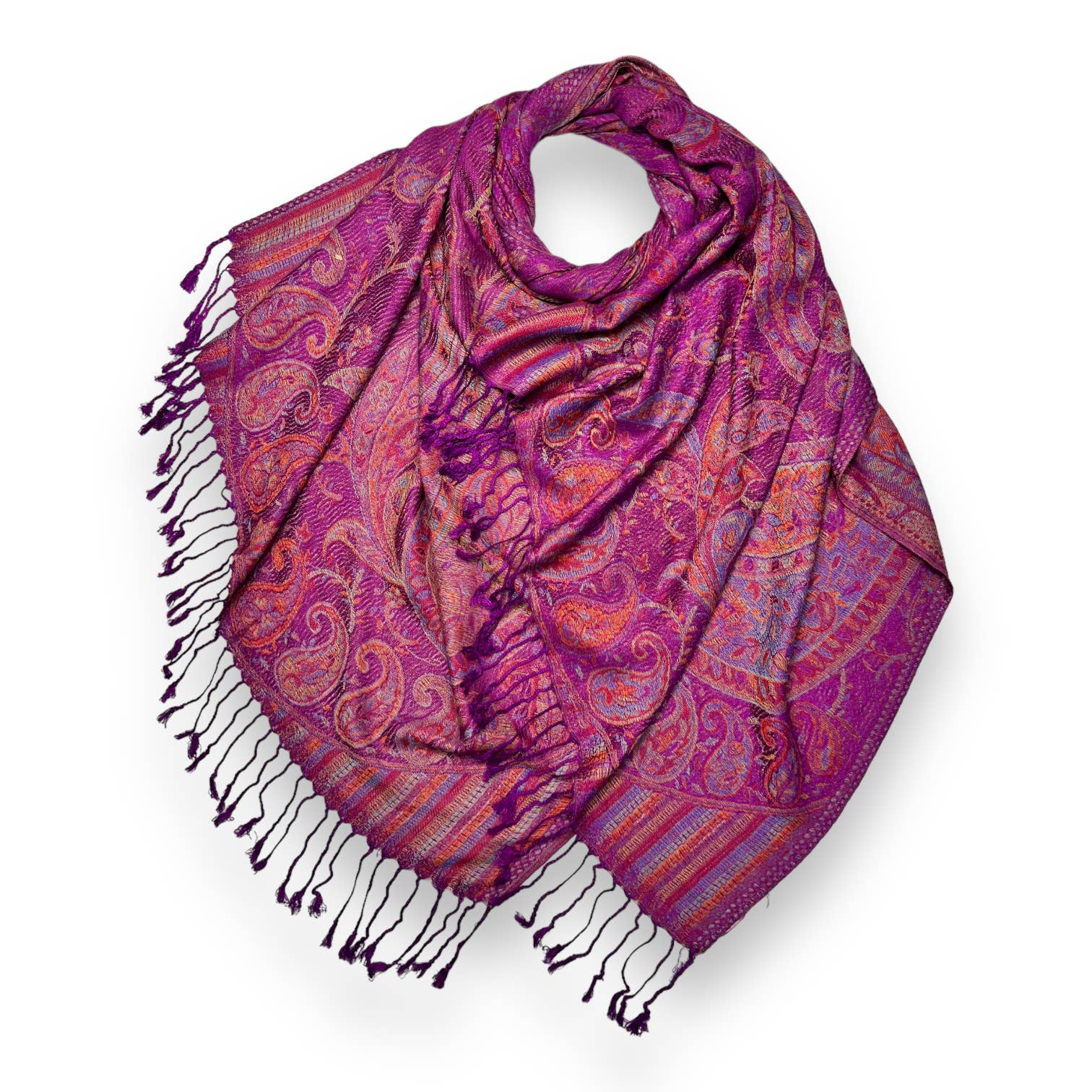 London Scarves - Vendita all'ingrosso Sciarpa - Donna - Pashmina jacquard con stampa paisley e frange18