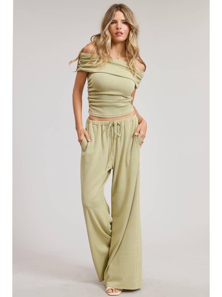 Mimosa - Wholesale Top & Pant Set (NOT Loungewear) - Women's - Off Shoulder Pants Set with Ruched Top20