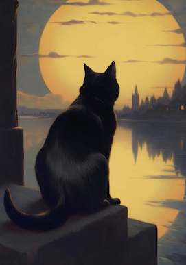 ikonink - Wholesale Everyday Greeting Card - Cat and Her Moon Card1