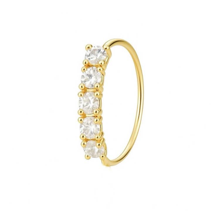 5 Stone Gold Nose Ring for pierced and non pierced nose for wholesale by Ava’s Accessory Box