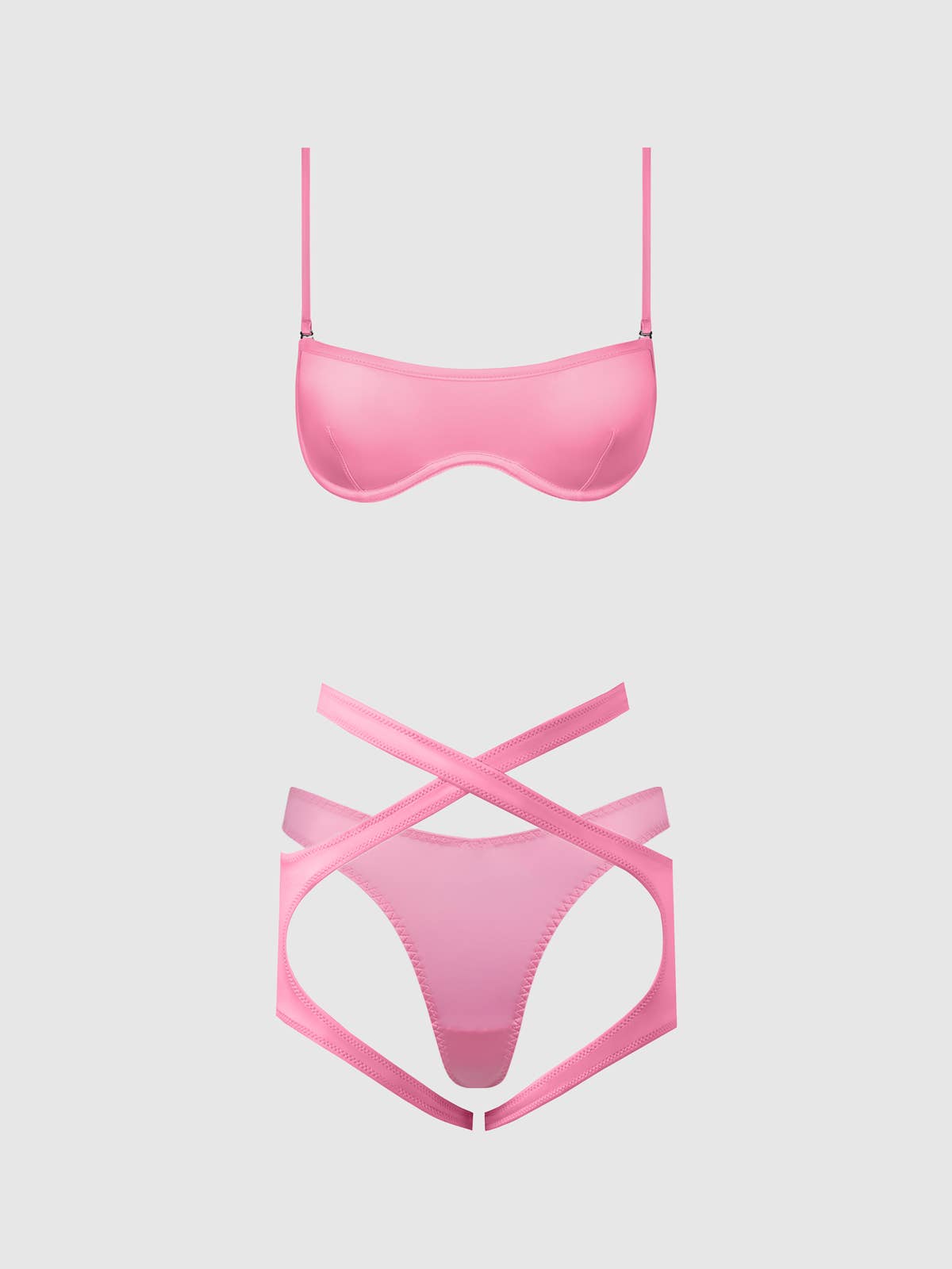 House of Desire - Wholesale Lingerie Set - Women's - ZOE OIL SLICK BANDEAU BRA, WRAP GARTER & TANGA SET16