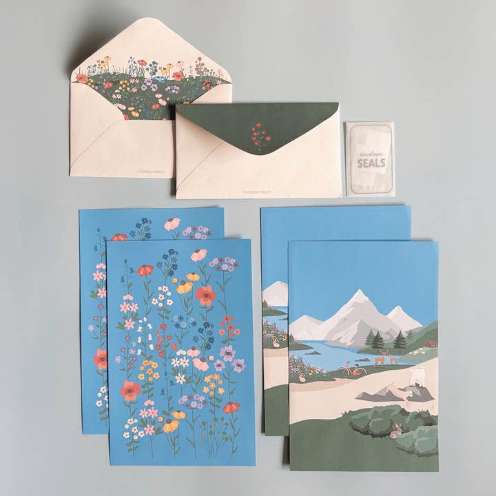 Juego de Escritura Alpina - Papelería Floral de los Alpes Suizos para venta al por mayor de Katiebird Prints