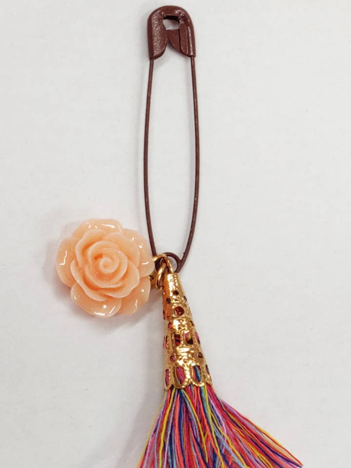 Tasseled Floral Pin for wholesale by Aratta Women's Fashion